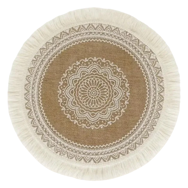 Boho Round Placemat with Jute Fringe