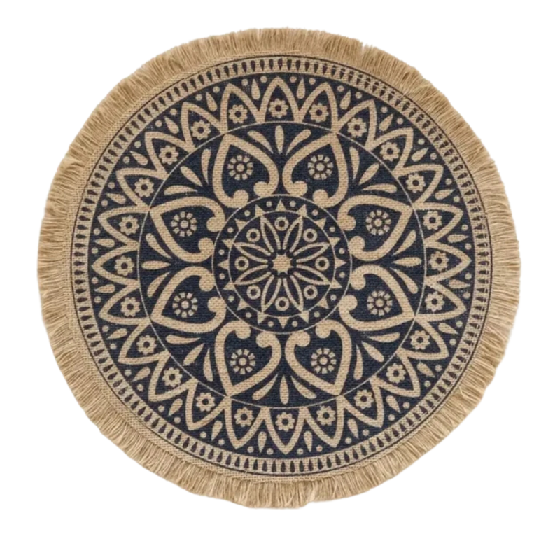 Boho Round Placemat with Jute Fringe