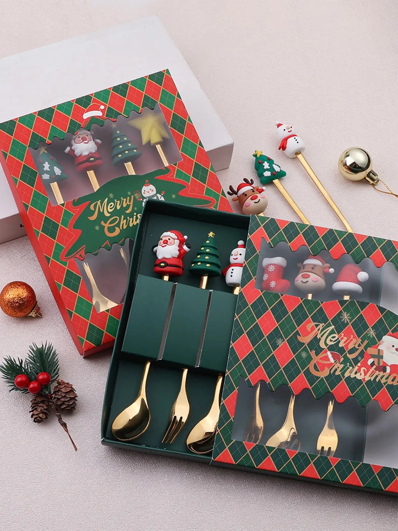 Christmas Themed Stainless Steel Spoon & Fork Set