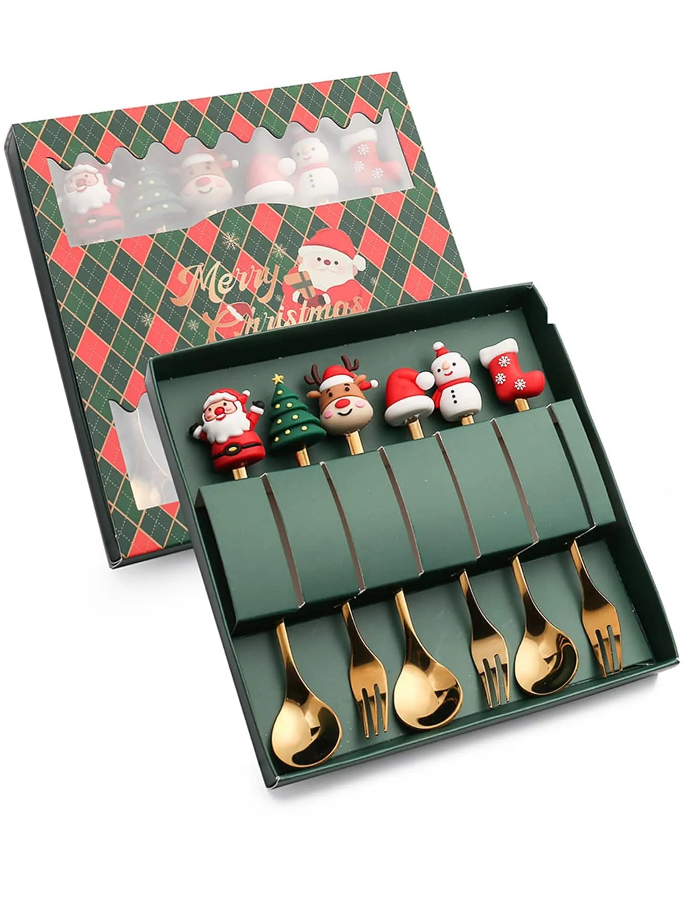 Christmas Themed Stainless Steel Spoon & Fork Set