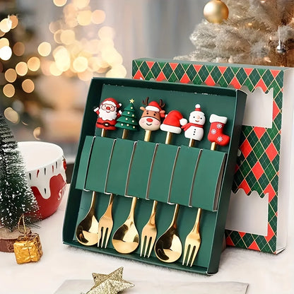 Christmas Themed Stainless Steel Spoon & Fork Set