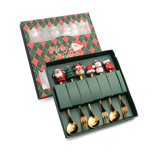 Christmas Themed Stainless Steel Spoon & Fork Set