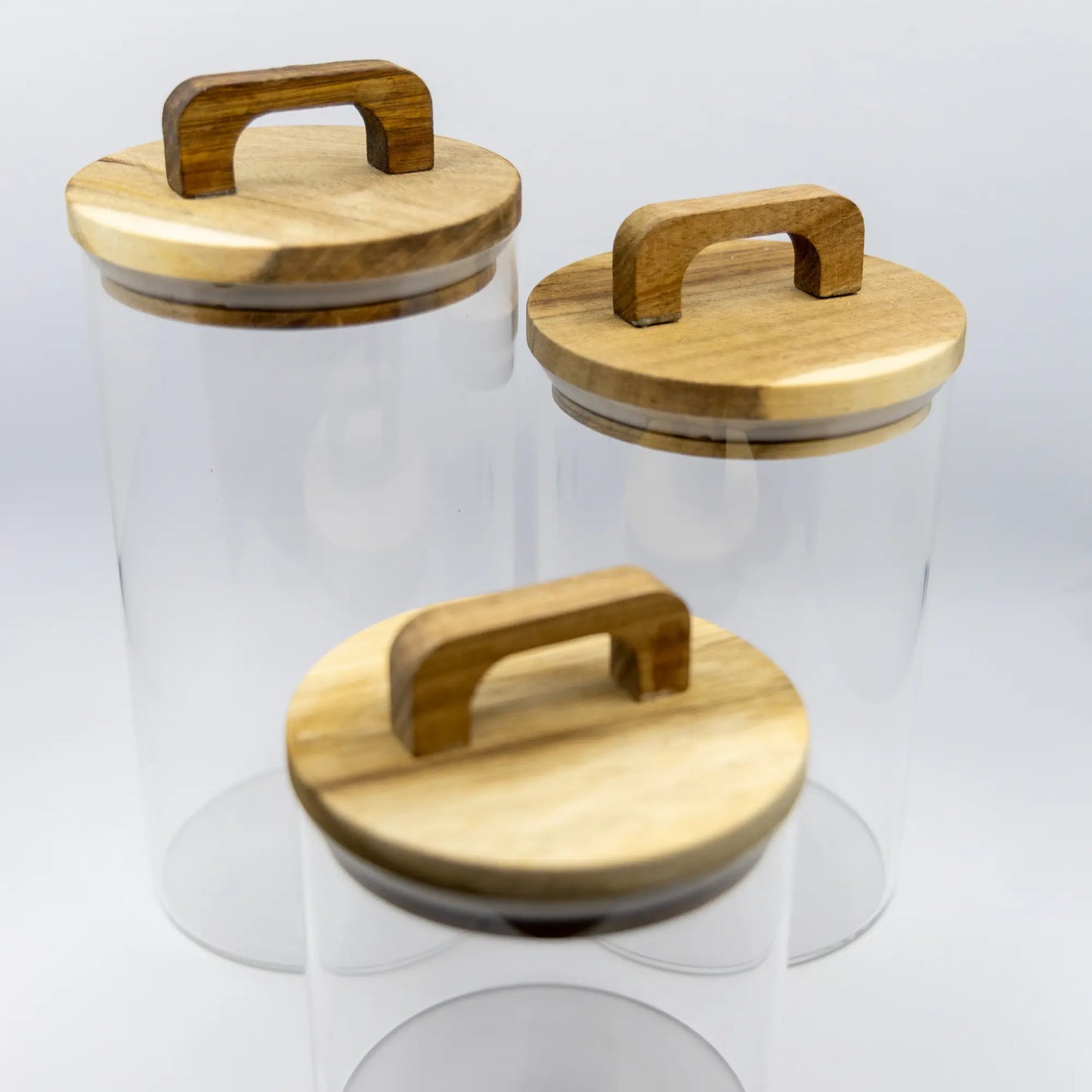 Wood Lid Glass Airtight Canister for Food Storage